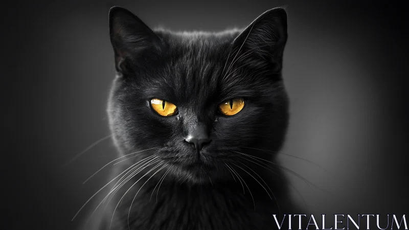 Mesmerizing Black Cat with Striking Golden Eyes.