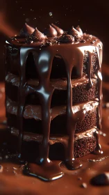 Decadent Chocolate Cake Cascade with Molten Ganache Drip.