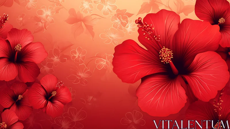 Vibrant Red Hibiscus Garden in Full Bloom.