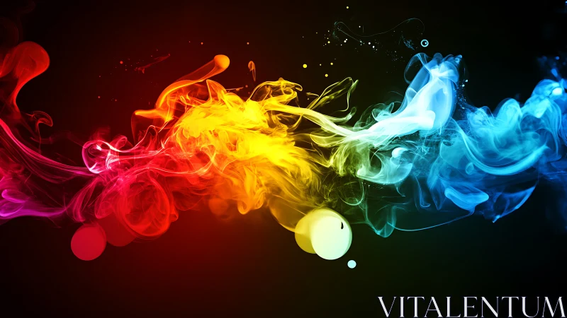 Vivid spectral smoke waves across deep black void.