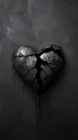 Fractured Heart Emerging from Darkness and Stone