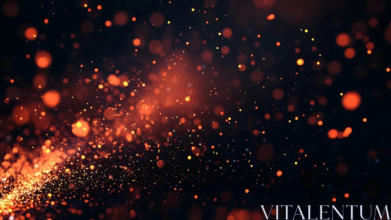 Glowing ember particles drift through a deep cosmic night