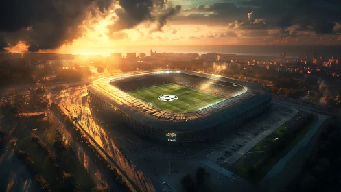 Glowing sunset stadium alive with shared matchday excitement.