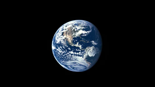 Tiny blue marble drifts alone in velvet-black cosmic silence