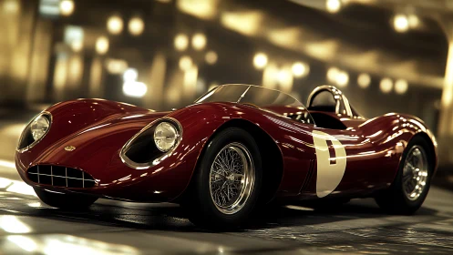 Low-angle render showcases classic red endurance race car