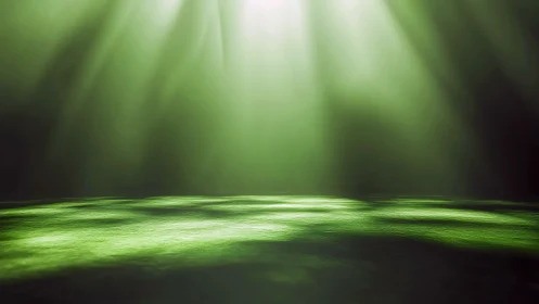 Emerald hush on an empty stage of light and shadow.