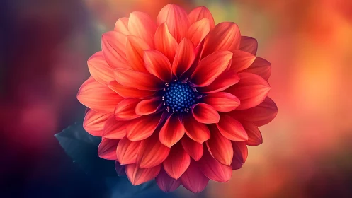 Red Dahlia Rendered with Volumetric Lighting and Gradient Backdrop