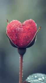 Heart-Shaped Bloom with Dewdrops: Macro Botanical Study.
