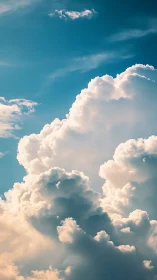 Cumulus cloud towers rise against deep cyan atmospheric sky