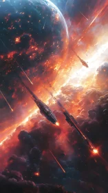 Starships Dive Through a Burning Cosmic Tempest.
