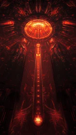 Radiant core rising through a glowing sci fi cathedral.