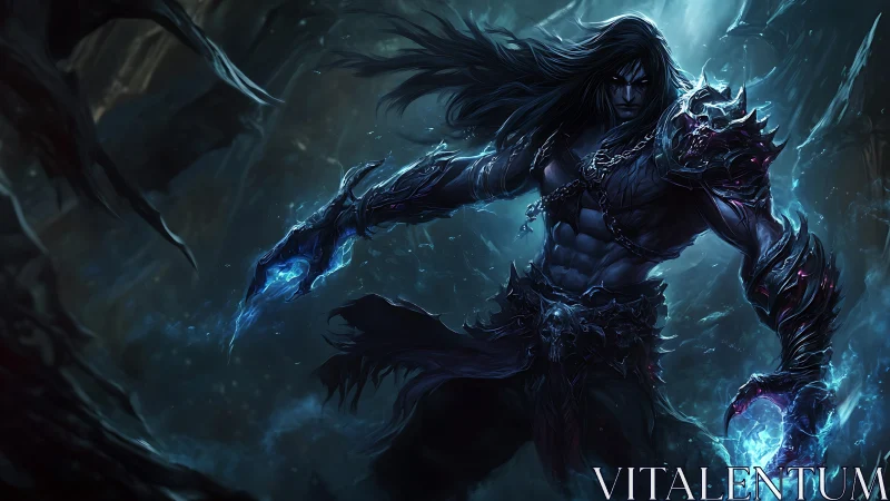 Stormforged warlock strides through midnight shardstorm.