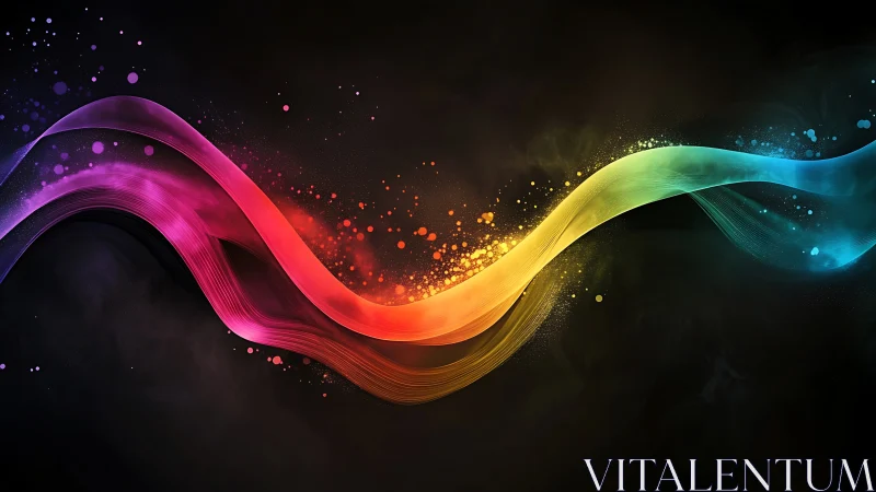 Prismatic soundwave ribbon surfing across cosmic midnight.