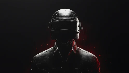 Mysterious gamer stands bold in a dark, glowing arena.