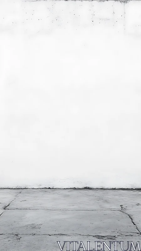 Minimalist white concrete wall with cracked floor plane.