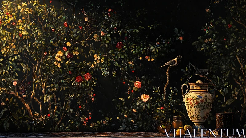 Nocturne garden wall where songbirds guard lemon secrets.