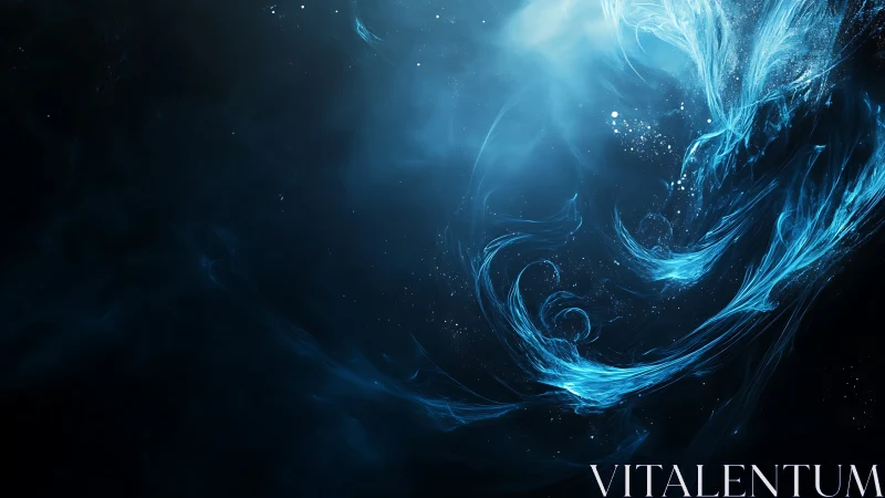 Luminescent blue plasma filaments swirl through deep cosmic void