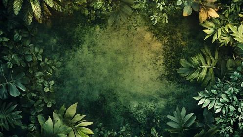 Verdant Foliage Frame with Textured Atmospheric Central Void.