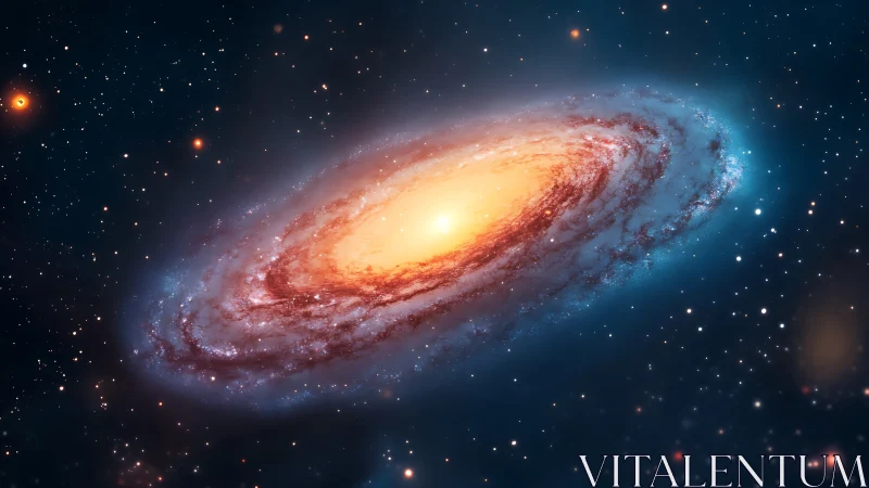 Spiral galaxy with luminous yellow core in star field.