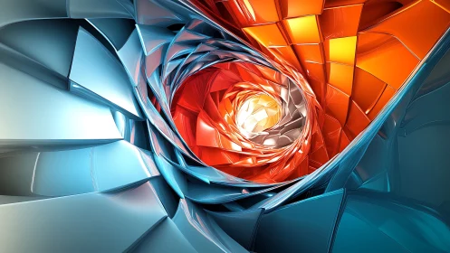 Shimmering abstract vortex glows with cool and fiery energy