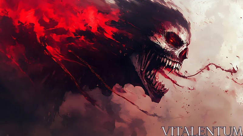 Skull-headed demon lunges forward trailing crimson smoke