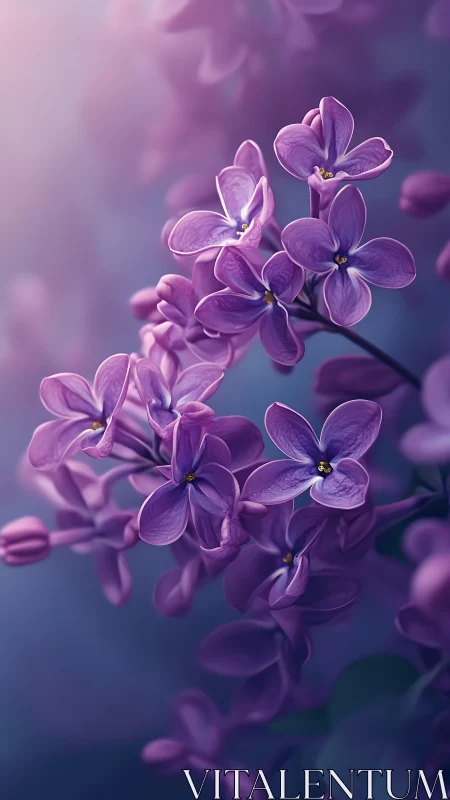 Purple Lilac Blossoms: Botanical Macro Study with Depth.