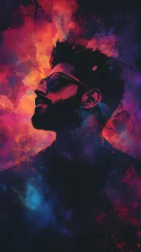 Color-soaked portrait lets a quiet dreamer glow in neon light