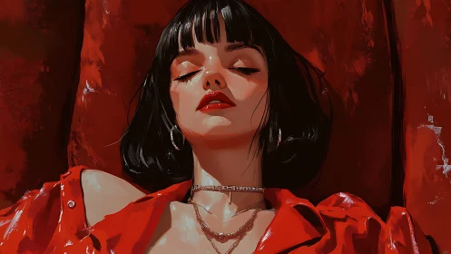 Velvet calm in crimson: a quiet moment of bold softness.