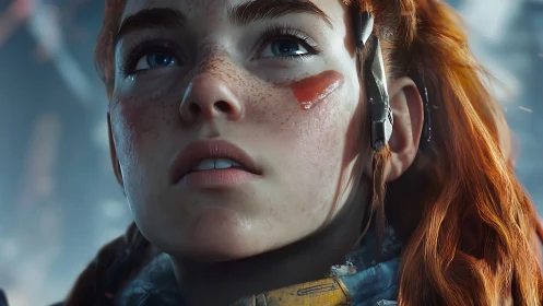 Freckled skyward scout with ember hair and steel resolve.