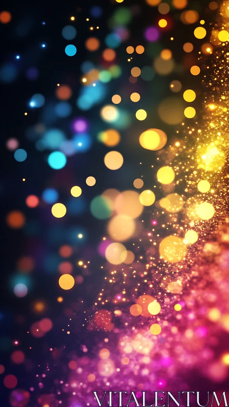 Vibrant bokeh lights over glittering abstract gradient.