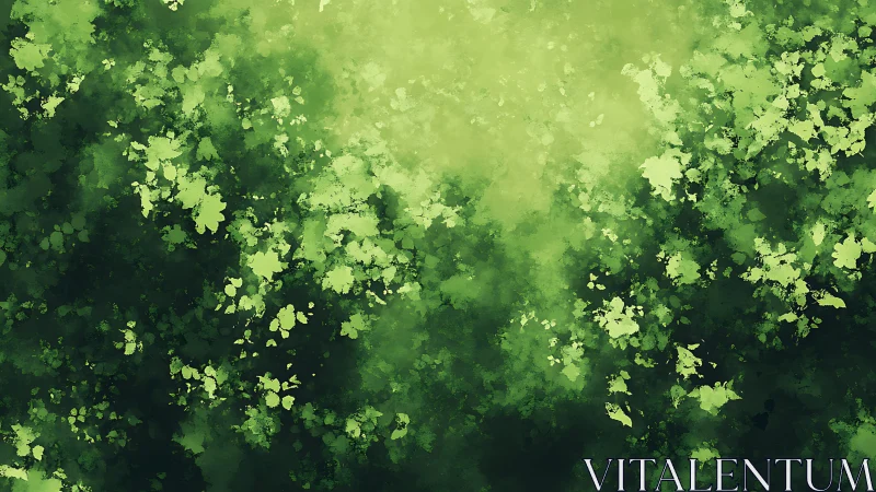 Organic green canopy abstraction in layered digital painting.