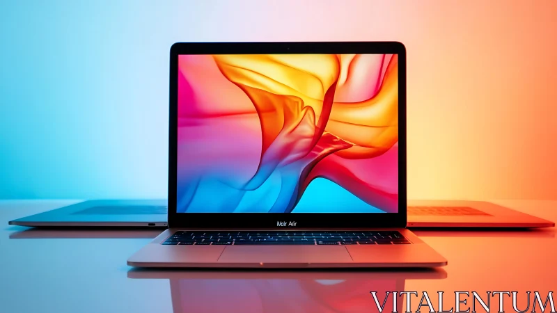 Laptop glow between cool blue and warm sunset light.