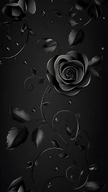 Monochromatic Rose Composition with Spiraling Petals and Foliage.