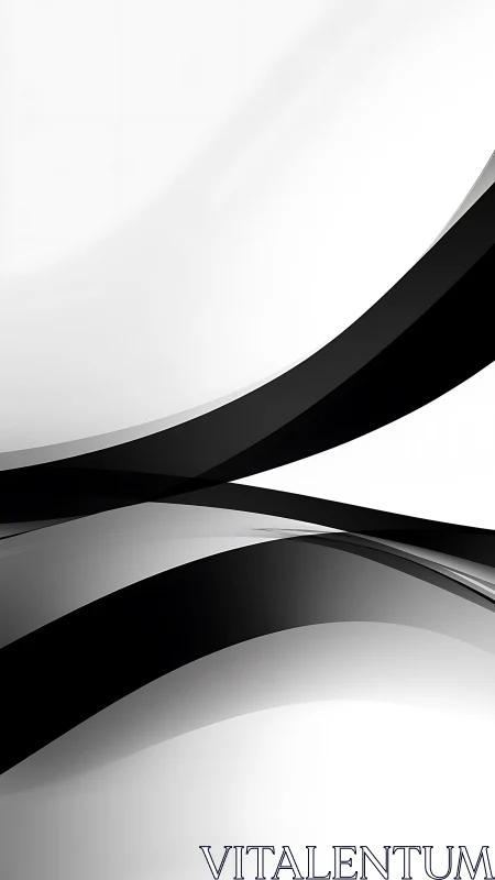 Monochrome ribbon arcs create fluid minimalist tension.