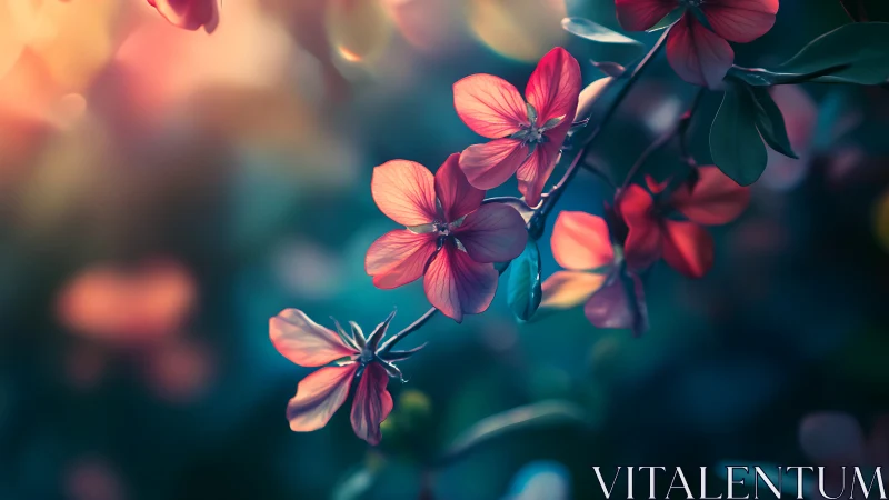 Macro Floral Depth: Luminous Petals in Teal-Rose Bokeh.