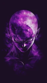Purple psionic warrior materializing from shadowed smoke.