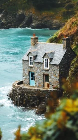 Isolated Stone Cottage on Rocky Coastal Outcrop