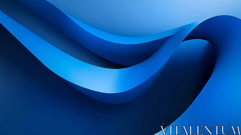 Curved blue ribbons form smooth 3D surfaces with gradient lighting