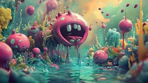 Bioluminescent gelatinous orbs in hyper-saturated liquid microcosm.