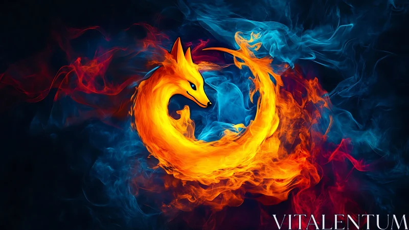 Fiery vulpine emblem sculpted from swirling smoke and flame.