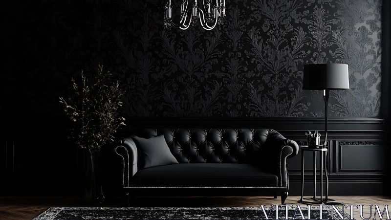 Monochrome baroque living room highlights noir tonal contrasts