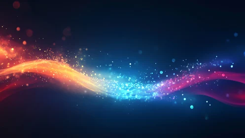 Luminous energy waves curve across deep blue cosmic field