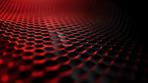 Futuristic red and black hexagonal pattern abstract background.