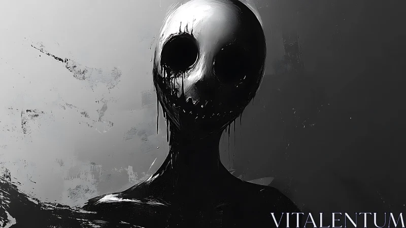 Ink-drenched void spirit stares from the grayscale hush.