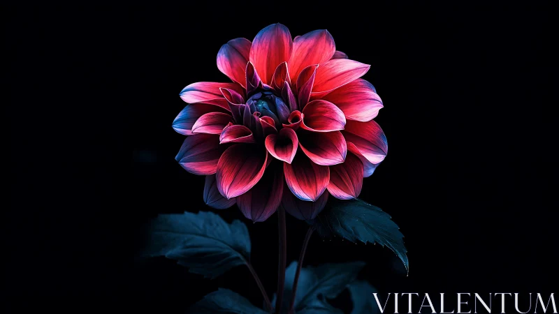 Neon-Illuminated Dahlia with Chiaroscuro Lighting and Chromatic Separation