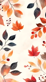 Graceful watercolor autumn leaves on soft cream ground.