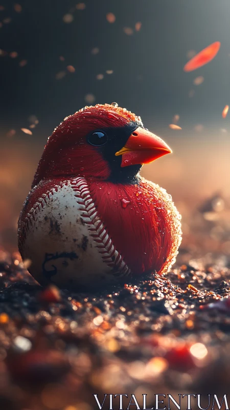 Cardinal baseball hybrid glows in cinematic dusk light.