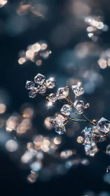 Sparkling crystal blossoms glow softly against dreamy bokeh light
