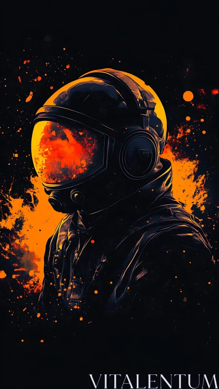 Digitally rendered astronaut profile contrasts orange and black