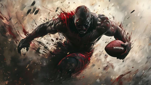 Dynamic digital painting of sprinting football ball carrier